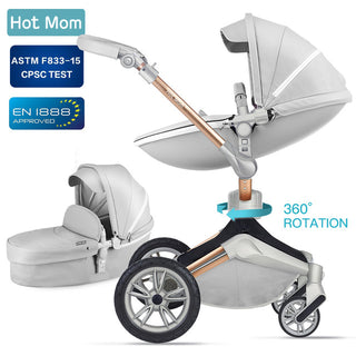 Hot Mom Baby Stroller 3 in 1 travel system with bassinet and car seat 360° Rotation