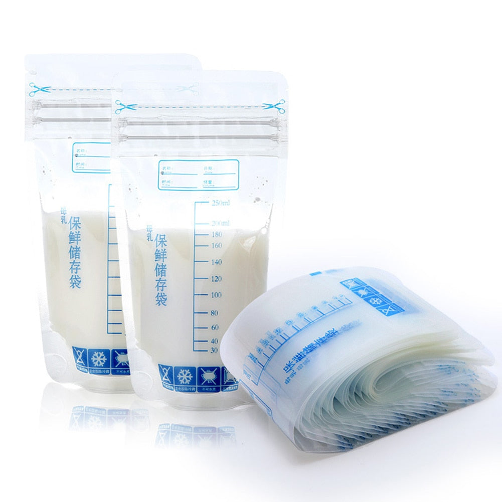 30 Pcs 250ml Baby Breast Milk Food Freezing Storage Bags Safe